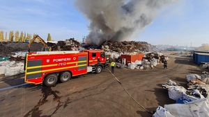 UPDATE Un incendiu puternic a izbucnit la un centru de colectare și reciclare de deșeuri din Chitila/ Ministerul Mediului: Ard 35-40 de tone de echipamente electrice și electronice/ A fost remis mesaj RO-Alert din cauza degajărilor mari de fum/ Suprafața afectată este de 1000 de mp (foto, video)