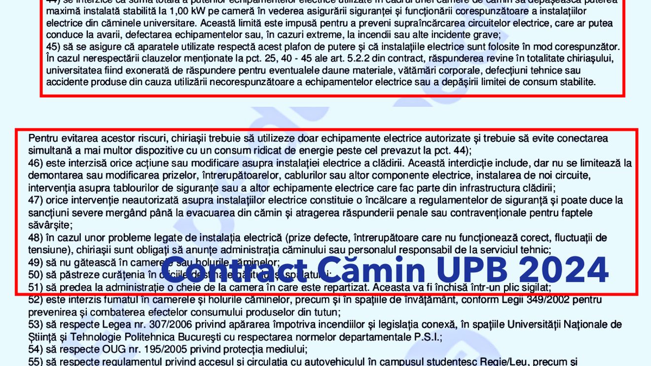 Edupedu.ro: Studenții de la Politehnica sunt complet responsabili dacă iau foc camerele de cămin și nu mai au voie să folosească prelungitoare – măsuri introduse de UPB în contractele de chirie 2024