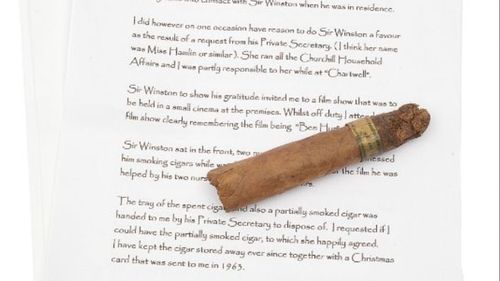 Un trabuc fumat pe jumătate de Winston Churchill, scos la licitaţie în Regatul Unit