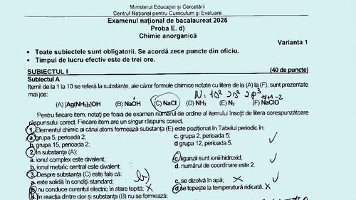 Subiecte Chimie anorganică – BAC 2025