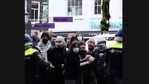 Poliția olandeză, ciocnire cu protestatarii pro-Palestina la o universitate din Amsterdam / Personalul universitar a denunțat violența poliției față de studenții protestatari