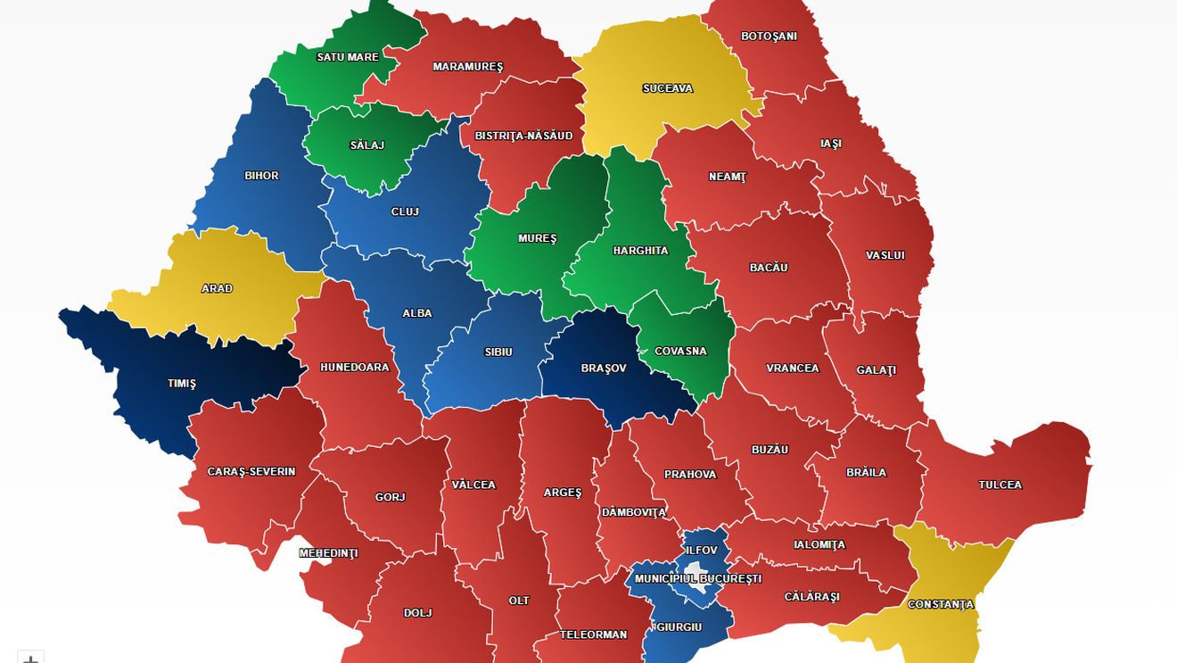 HARTA politică a României după alegerile parlamentare la care trei partide extremiste au împreună 32% din voturi: PSD câștigă în peste jumătate din județele țării, urmat de PNL și UDMR / AUR, câștigător în Constanța, Suceava și Arad, USR în Capitală, Timiș și Brașov
