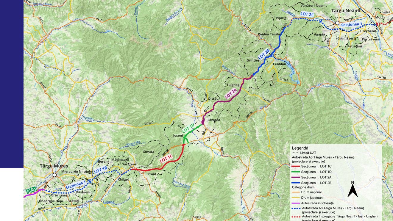 Constructorii au preluat amplasamentul loturilor 1D şi 2A de pe Autostrada A8 Târgu Mureş - Târgu Neamţ / Secțiunea Joseni - Ditrău ar trebui finalizată în doi ani