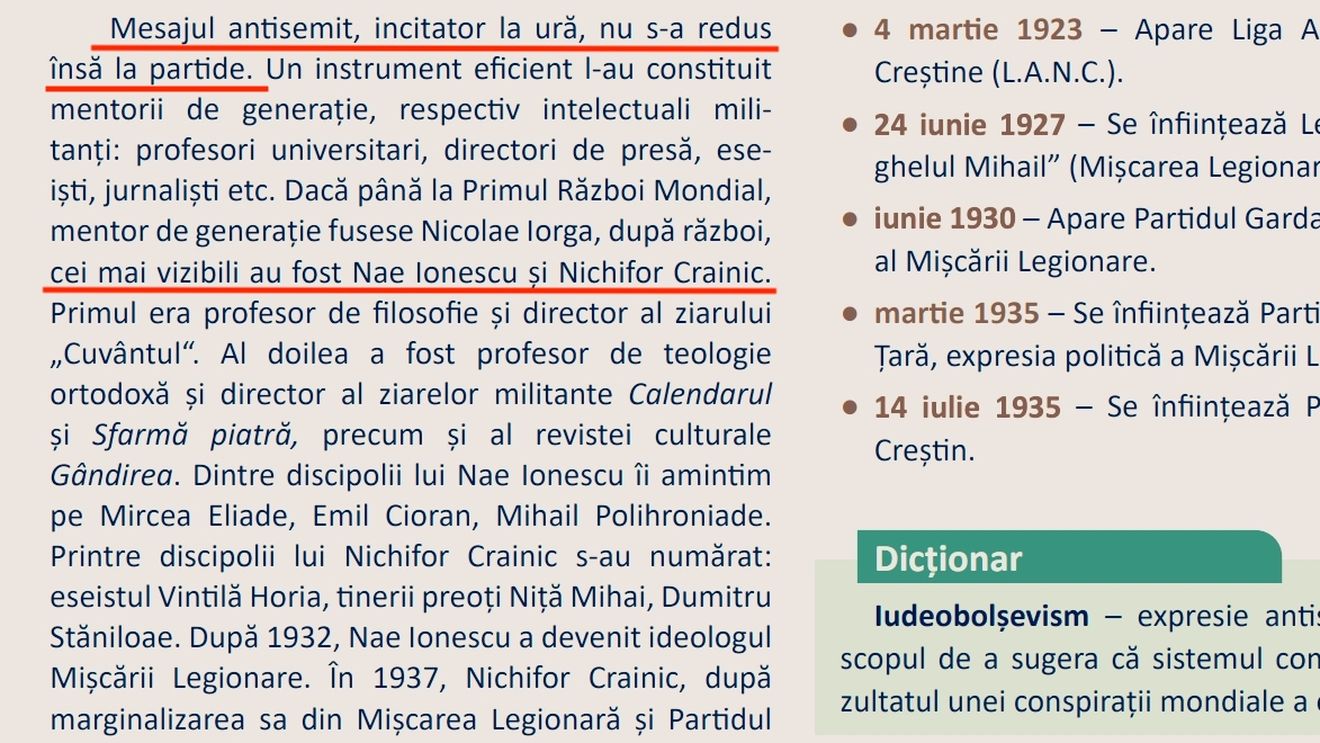 Paradoxul Nichifor Crainic în liceul românesc: Noul manual privind Holocaustul îl portretizează ca ideolog al extremei drepte, în vreme ce manualele de limba română le dau elevilor teme cu „Binele suprem” din poeziile lui