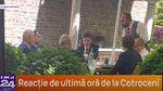 Imagine publicată de Digi24: Nicușor Dan, surprins la Bruxelles la masă cu Rareș Bogdan (PNL), contestatar al lui Ilie Bolojan, Victor Negrescu (PSD), Eugen Tomac și șeful SPP, Lucian Pahonțu, înaintea Consiliului European