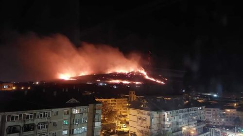 Incendiul masiv din centrul orasului Piatra Neamț a fost stins. A ars vegetația uscată de pe Pietricica / Flăcările s-au văzut din toate zonele orașului