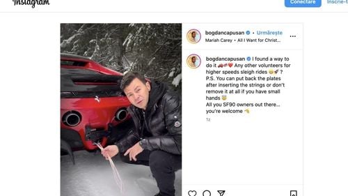 VIDEO Milionarul clujean Bogdan Căpușan, aroganță și iresponsabilitate / O sanie cu trei copii, legată de Ferrari: „Mai sunt și alți voluntari pentru plimbări cu sania la viteze mai mari?”