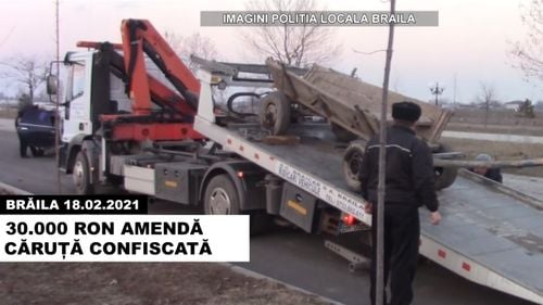 VIDEO Prima căruță și prima mașină confiscate în Brăila pentru transportul ilegal al gunoiului