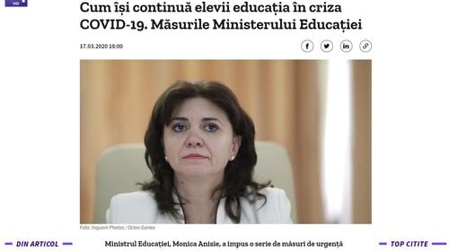 Ministrul Anisie – vedeta unei reclame fără “P” a PNL pe Digi24.ro, pe seama măsurilor de urgență cauzate de epidemie