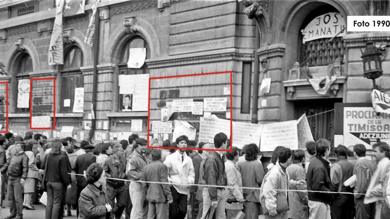 DOCUMENTE „Aici s-a ucis! Călcați cu respect, aici e sânge” – Mesajele Revoluției de pe clădirea Universității din București vor fi protejate prin soluții adaptate stării lor. Instituția a prezentat studiile tehnice