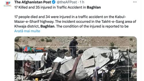 Accident de autobuz în Afganistan, cel puțin 17 morți și 34 de răniți