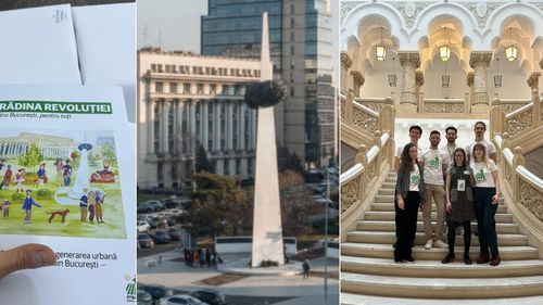 Trei etape de reorganizare a Pieței Revoluției, acum cu 25-30% din suprafață ocupată de parcări MAI, cu circulație auto și lipsită de vizibilitate. Proiectul de „piața centrală” pe care îl cer cetățenii administrației orașului