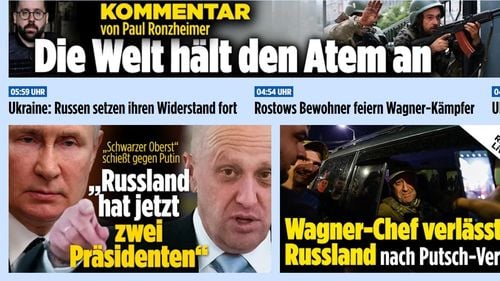 FOTO Cum a fost reflectată în presa internațională presupusa revoltă a lui Prigojin/ De la ”Putin umilit” la ”mita de milioane pentru retragerea Wagner”