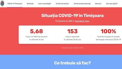 Primăria Timișoara a făcut un portal cu date despre epidemia Covid și cu informații esențiale pentru timișoreni, inclusiv o secțiune în care oamenii pot anunța cu ce pot fi de ajutor