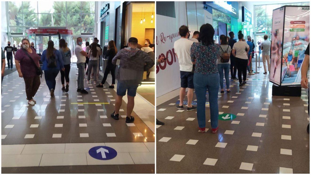 VIDEO Moldovenii au stat la cozi în mall-urile din Chișinău, în prima zi de redeschidere a centrelor comerciale în Republica Moldova