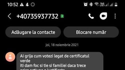 Mesaje de amenințare pentru parlamentari, în legătură cu certificatul verde: Îţi dăm foc şi ţie şi familiei / Deputatul liberal Gabriel Avrămescu: Sesizăm instituţiile abilitate