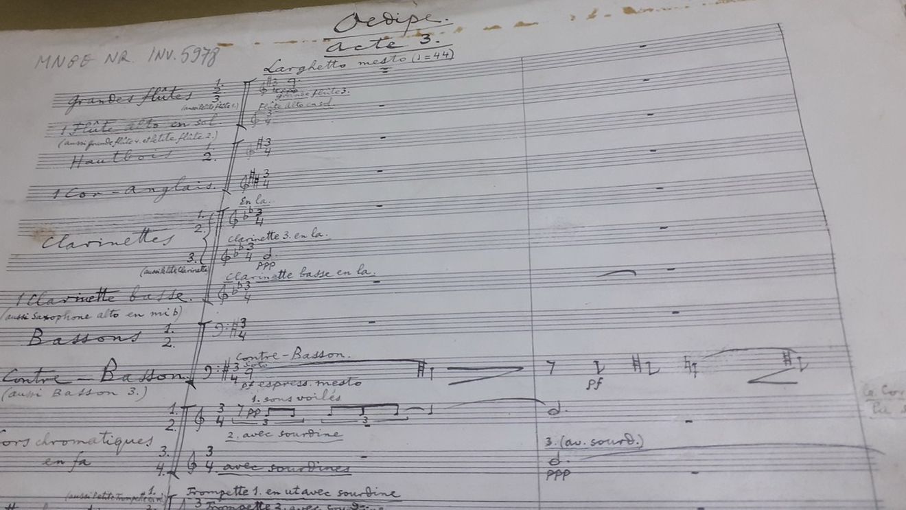 Muzeul „Enescu”: Manuscrisul original al operei Oedipe se află în patrimoniul instituţiei