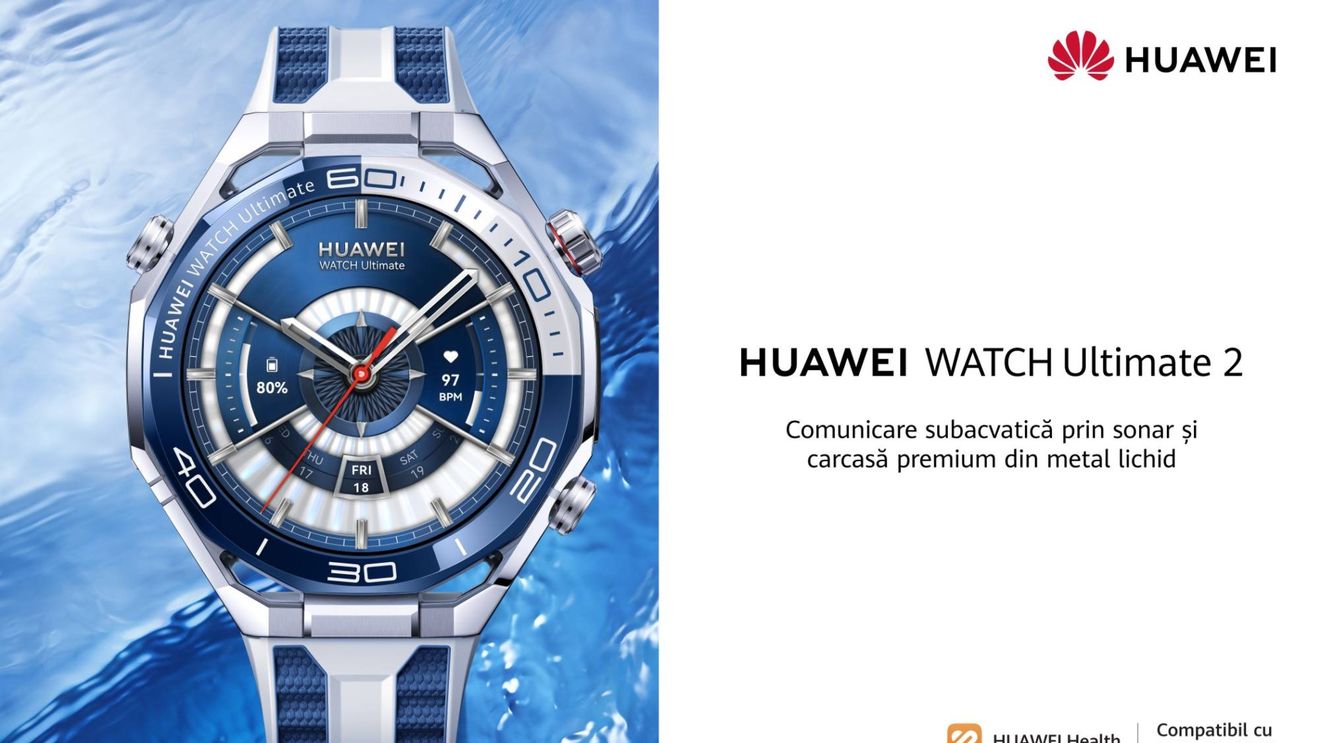 Un smartwatch creat pentru exploratori: HUAWEI WATCH Ultimate 2, primul ceas inteligent cu rezistență la apă până la 150 metri și funcții audio