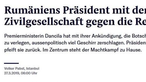 Cel mai mare ziar elvețian, despre mutarea ambasadei la Ierusalim: Derapajul recent al Bucureștiului este privit cu mirare în UE/ Faptul că premierul Dăncilă a abordat acest subiect în timpul președinției României este cu atât mai delicat