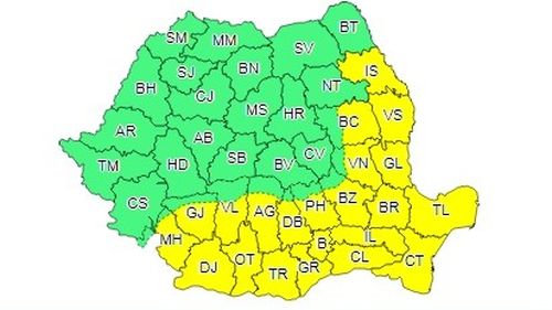 Cod galben de caniculă miercuri și joi în București, pe litoral și alte județe din sud și est