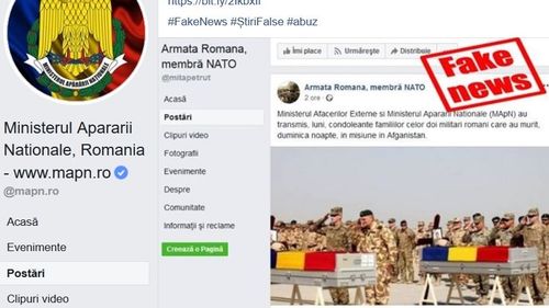 FAKE NEWS semnalat de Ministerul Apărării. O pagină falsă de facebook a Armatei Române a distribuit o știre despre doi soldați români morți în Afganistan