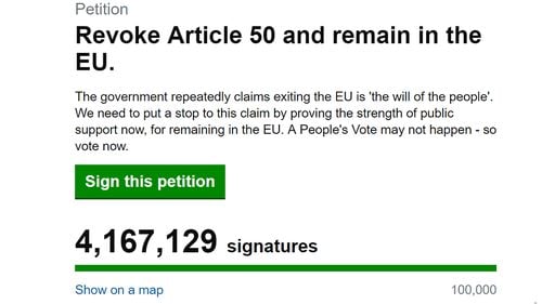 Brexit: O petiție online pentru ca Marea Britanie să rămână în Uniunea Europeană a depășit 4 milioane de semnături / La Londra este anunțată o amplă manifestație