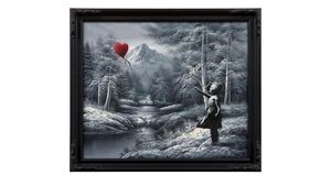 „Fata cu balon pe un peisaj găsit” a lui Banksy s-ar putea vinde cu 15 milioane de euro / Ar putea deveni una dintre cele mai scumpe lucrări ale artistului