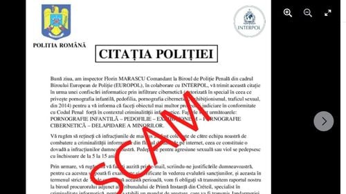 Identitatea vizuală a Poliţiei Române şi a Interpol este folosită într-o nouă campanie de tip scam