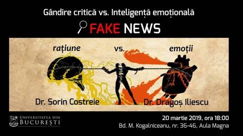 Gândire critică versus inteligență emoțională – filosoful Sorin Costreie și psihologul Dragoș Iliescu în dialog la Universitatea din București