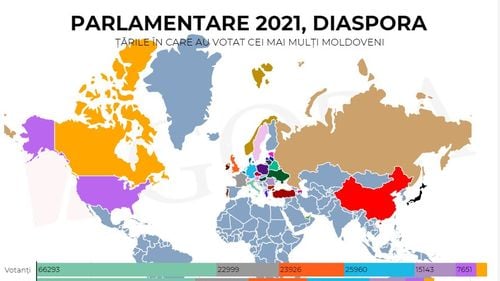 HARTA Votului diasporei moldovenești: Statele europene unde partidul Maiei Sandu a luat cele mai multe voturi/ România, cei mai puțin votanți moldoveni din țările UE cu comunități semnificative