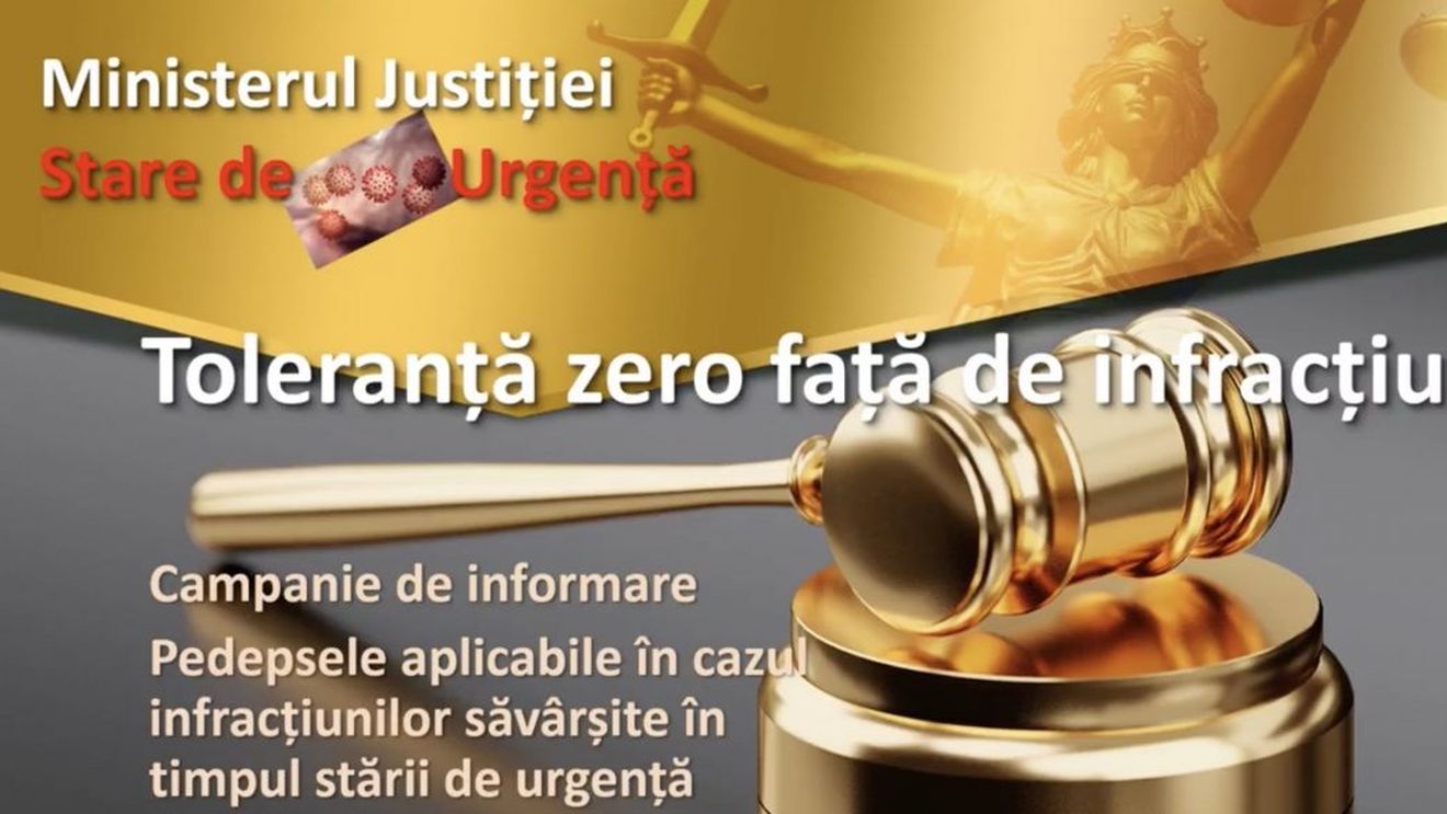 VIDEO Ministerul Justiției avertizează că pedepsele penale aplicabile în timpul stării de urgență sunt mai mari: ”Toleranță zero față de infracțiuni”