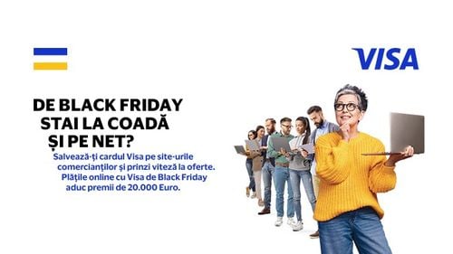 Cel mai probabil, coada pe net de Black Friday, e cea mai lungă coadă la care ai stat vreodată. Salvează cardul Visa pe site-ul comercianților si, de Black Friday, poti câștiga super premii. (P)