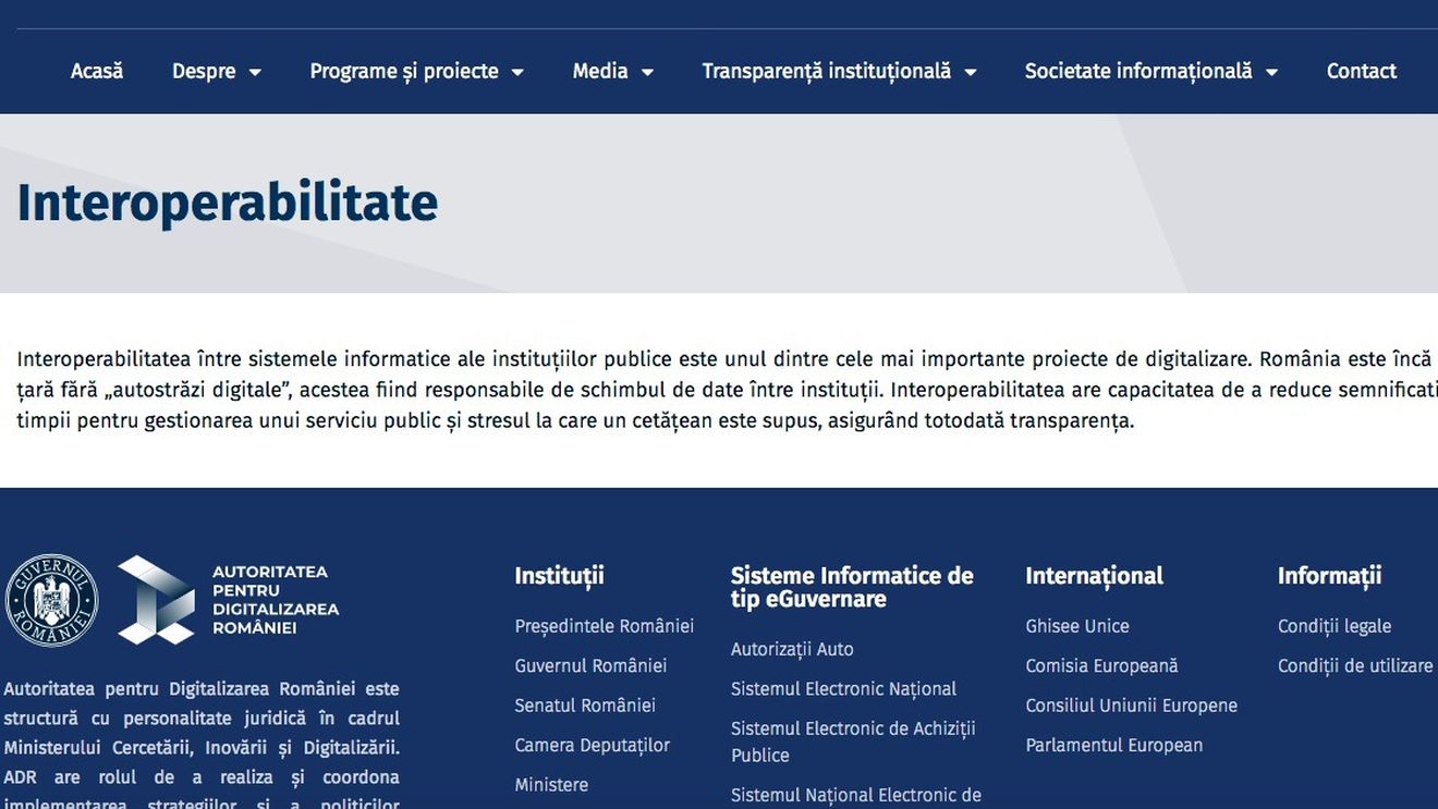 ADR a lansat Sistemul Național de Interoperabilitate, platforma care interconectează bazele de date ale administraţiei publice din România