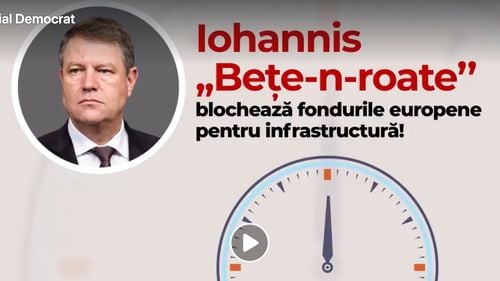 PSD lansează un nou atac la șeful statului: Începând de azi, campania electorală a lui Iohannis Bețe-n-Roate va costa România câte 6,9 de milioane euro/zi reprezentând fonduri europene neabsorbite la Ministerul Transporturilor și la Ministerul Dezvoltării