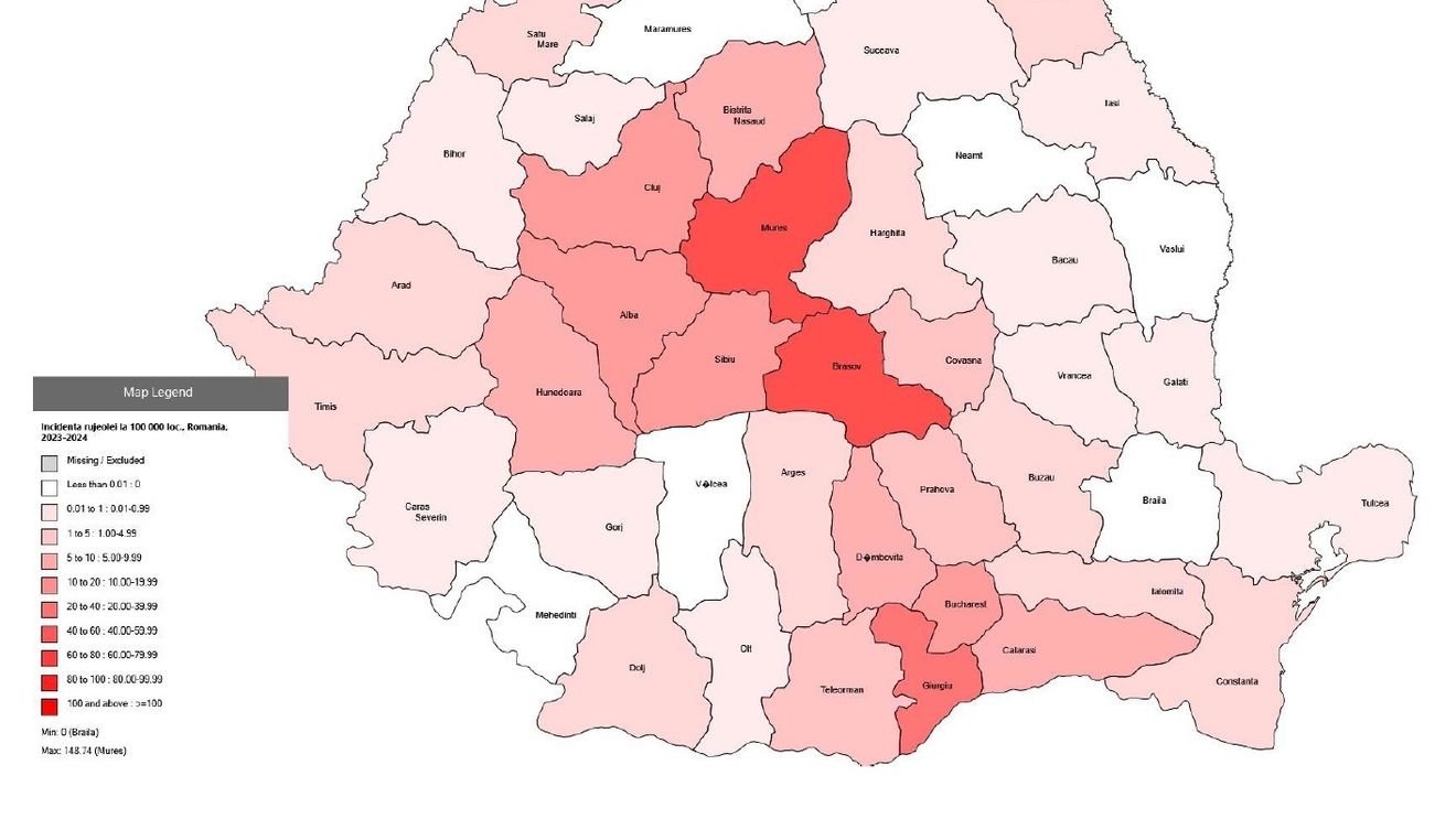 Peste 135 de cazuri de rujeolă confirmate în prima săptămână din acest an / Epidemia s-a extins în 35 de județe și în București / Harta îmbolnăvirilor
