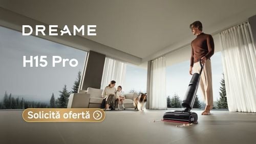 Aspirare inteligentă: braț robotic care coboară în 0,2s, curăță colțuri și margini, spală cu apă la 100°C și elimină părul fără încurcături. Zero pete, zero efort, rezultate impecabile cu Dreame H15 Pro (P)