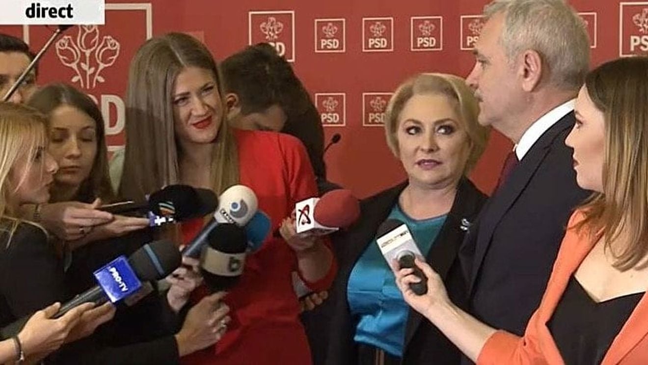 INSTANTANEUL ZILEI Dăncilă cerându-i voie lui Dragnea din priviri să răspundă la întrebările jurnaliștilor