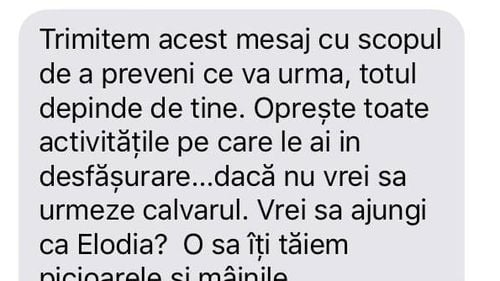 Emilia Șercan a publicat mesajul de amenințare pentru care foștii șefi ai Academiei de Poliție au fost condamnați la închisoare cu suspendare: „Vrei să ajungi ca Elodia? O să îți tăiem picioarele și mâinile”