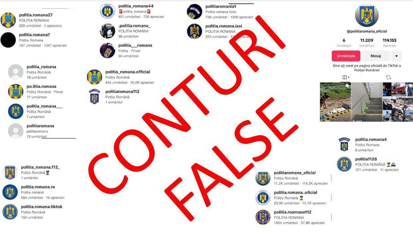 Autoritățile au eliminat peste 160 de conturi TikTok care utilizau ilegal însemnele Poliției Române