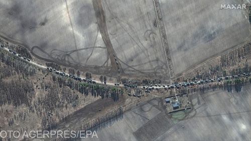 BBC: Uriașul convoi militar rus e îngreunat de defecțiuni și nemișcat de o zi. El este format mai ales din vehicule logistice, cu câteva tancuri / Forțele ruse încep să aibă probleme cu combustibilul și cu mâncarea
