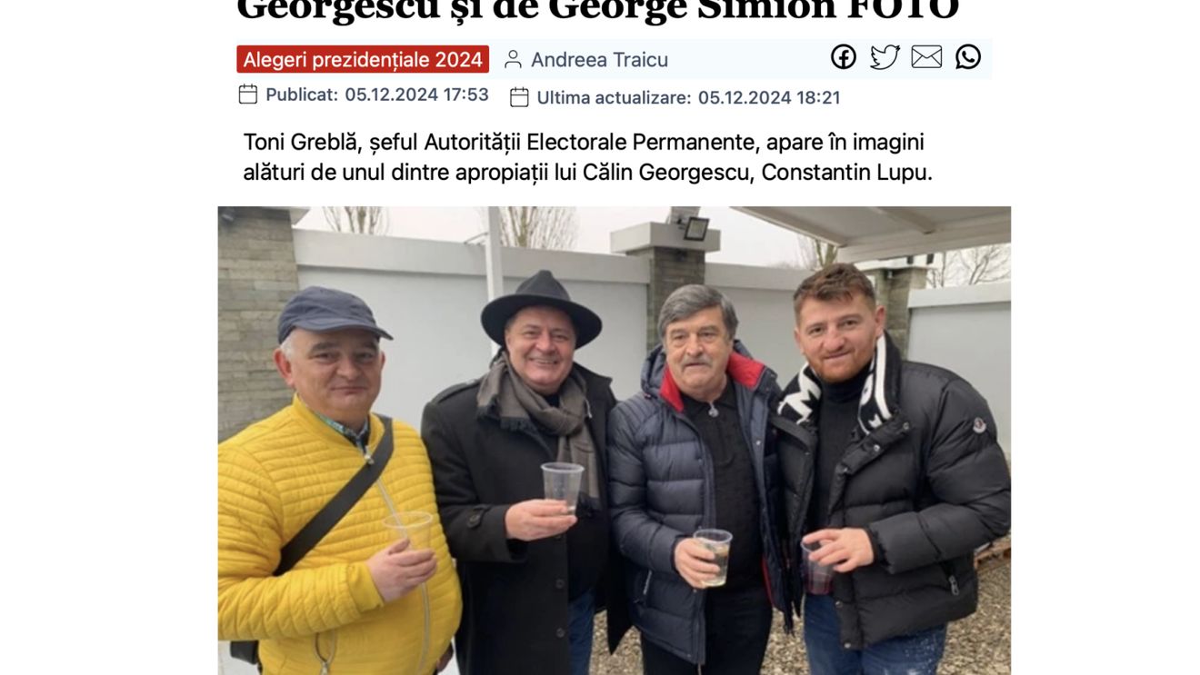 Cotidianul Adevărul publică fotografii cu șeful AEP, Toni Greblă, la tăierea porcului alături un apropiat al extremistului Călin Georgescu și de George Simion