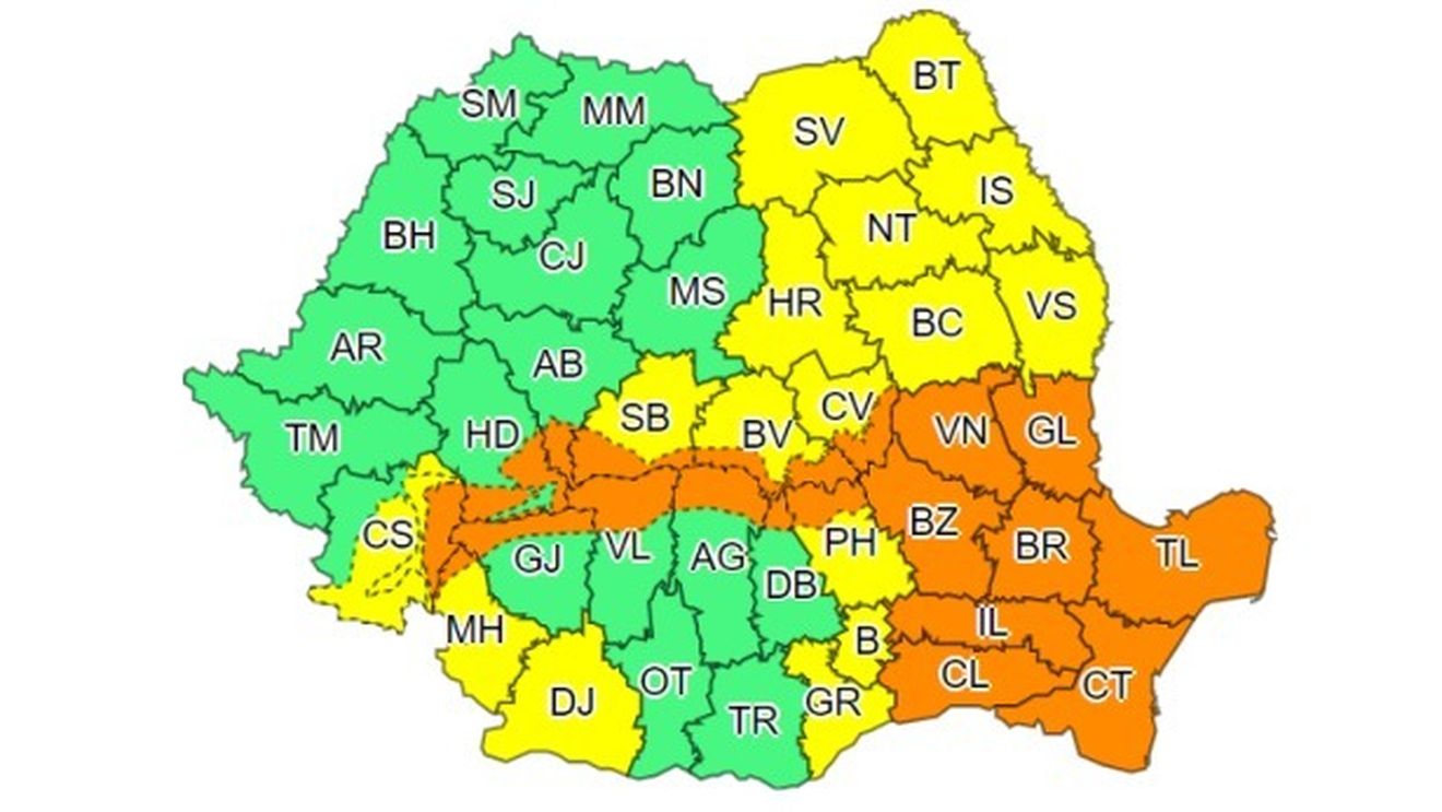 Cod Galben și Cod Portocaliu de ninsori și viscol, până duminică