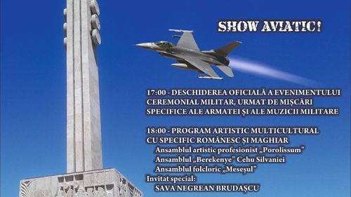 Spectacol aviatic, fanfară militară, muzică populară și foc de artificii în cinstea lui Mihai Viteazul, pe Dealul Guruslăului/ Evenimentul, organizat de Consiliul Județean Sălaj, la 421 de ani de la ultima bătălie a voievodului