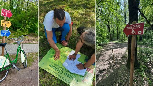 FOTO Trei trasee de biciclete deschise publicului în Pădurea Băneasa / Rute marcate în culori diferite, în funcție de dificultate