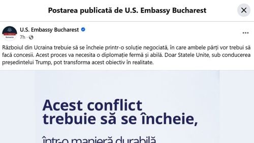 Ambasada SUA la București cere în premieră Kievului ”concesii”: Războiul din Ucraina trebuie să se încheie printr-o soluție negociată, în care ambele părți vor trebui să facă concesii