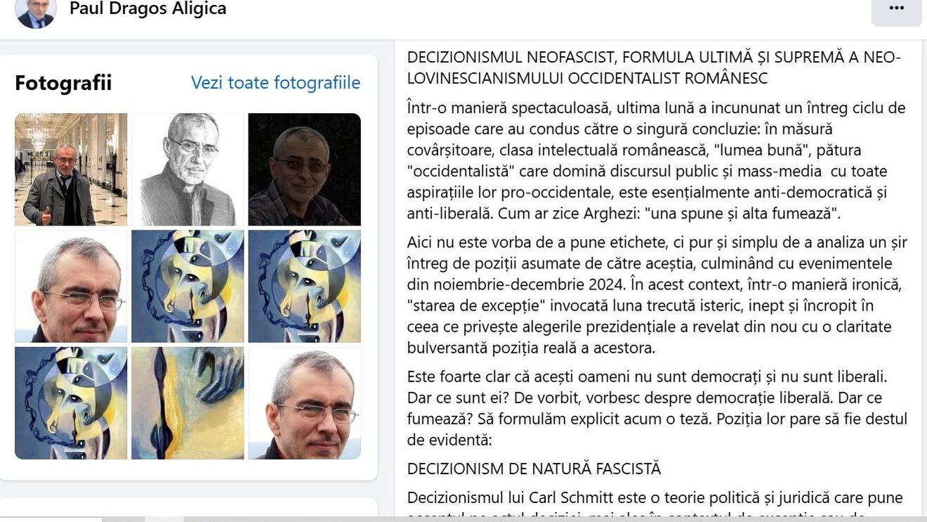 Acuzații fără precedent: Paul Dragoș Aligică, membru al Academiei Române, acuză ”pătura occidentalistă" din România de ”decizionism de natură fascistă” după anularea alegerilor / Academia a salutat decizia CCR drept ”legitimă și oportună”