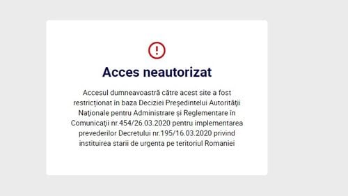 DOCUMENT Ce se întâmplă cu site-ul de fake news sacționat de guvern: ANCOM le-a cerut tuturor furnizorilor de internet să blocheze accesul utilizatorilor