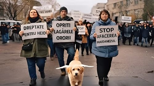 Românii ies în stradă pentru drepturile animalelor: Protest la Parlament după cazul Heidi și cei 15.000 de câini eutanasiați la Suraia (VIDEO)