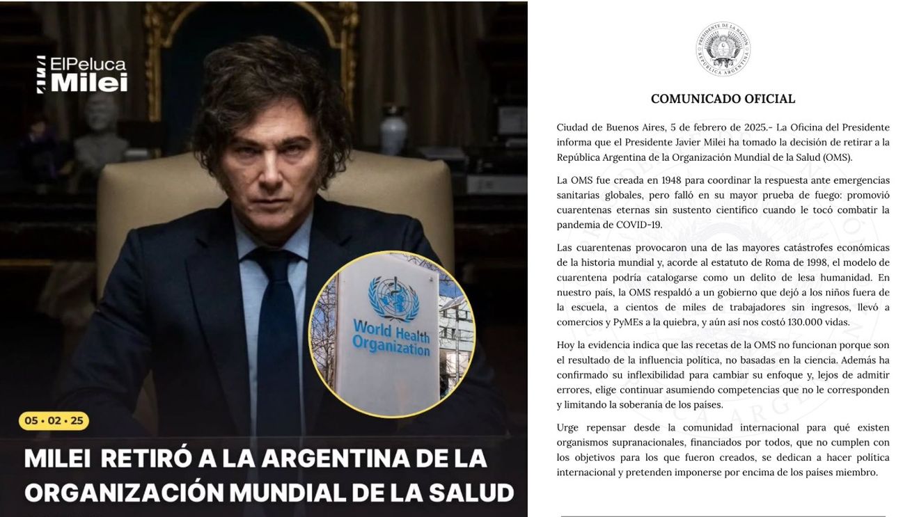 Președintele Argentinei ordonă ieșirea din Organizația Mondială a Sănătății (OMS), o mișcare similară cu cea a lui președintelui Donald Trump