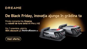 Lasă tehnologia să facă treabă în grădina ta. Mergi la următorul nivel cu roboții Dreame. Prinde ofertele de Black Friday la Dreame A1 PRO si A2 (P)